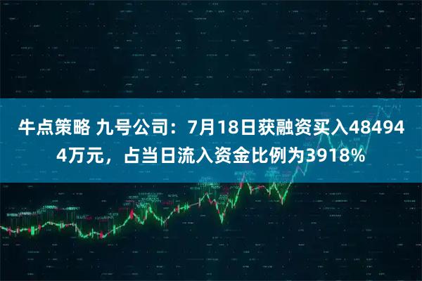 牛点策略 九号公司：7月18日获融资买入484944万元，占当日流入资金比例为3918%